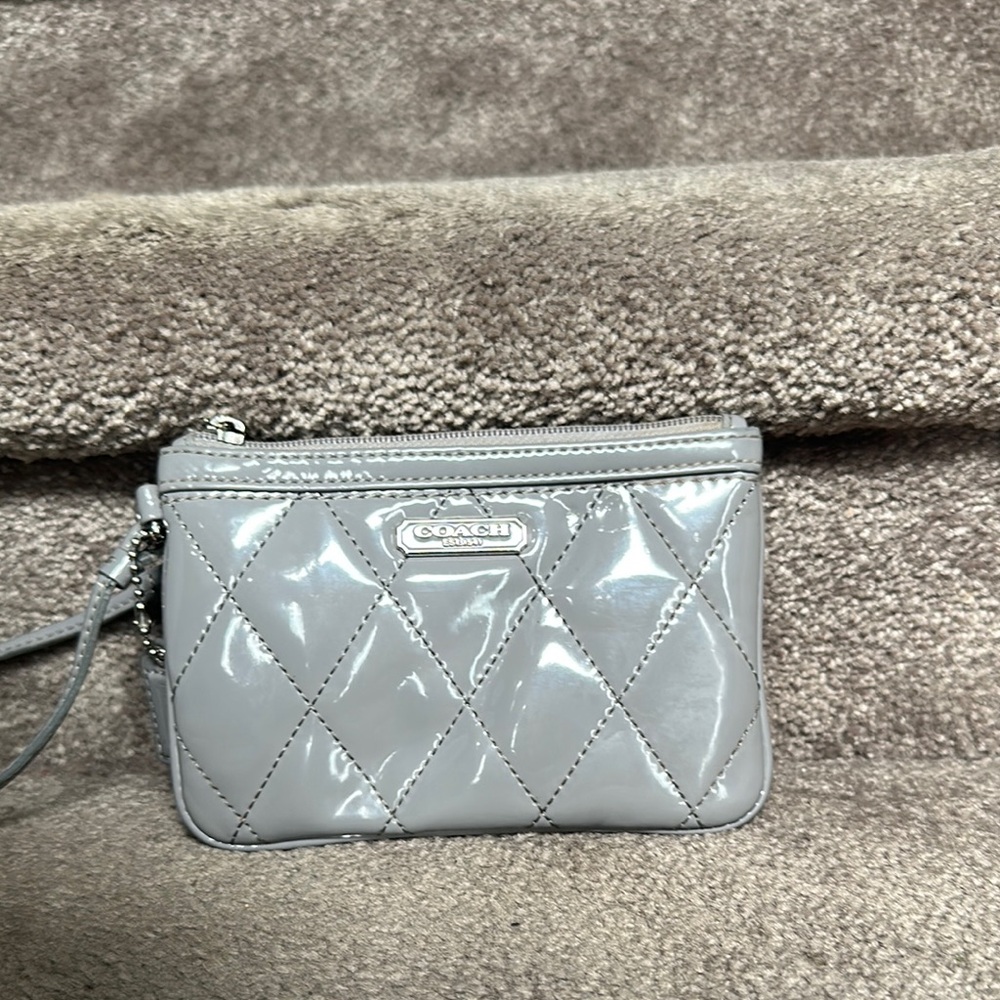 Coach Gray Quilted Clutch Wristlet